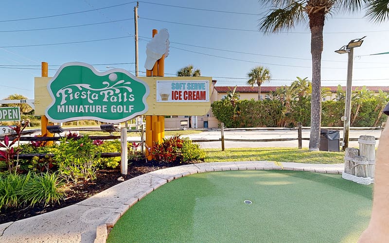 The iconic roadside Fiesta Falls Miniature Golf and soft serve sign