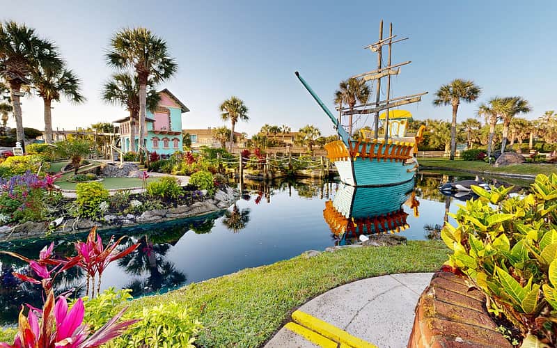 The 65-foot pirate ship towering over the course